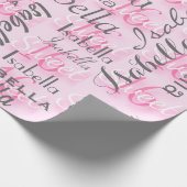 Pink Sweet 16 Personalize Name Geschenkpapier (Ecke)