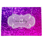 Pink Sweet 16. Royal Monogram Name Glitzer Weddin Große Geschenktüte (Vorderseite)