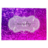Pink Sweet 16. Royal Monogram Name Glitzer Weddin Große Geschenktüte (Rückseite)