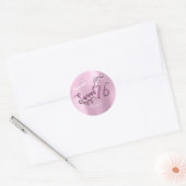 Pink Sweet 16. Script Herzblasen Girly Runder Aufkleber (Umschlag)