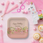 Pink Sweet 16 Sechzehn Blume Boho Frühling Party Pappteller (Party)