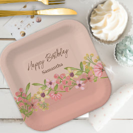 Pink Sweet 16 Sechzehn Blume Boho Frühling Party Pappteller