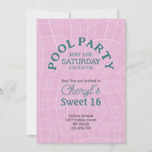Pink Sweet 16 Summer Pool Party Geburtstag Einladung