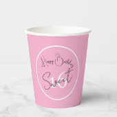 Pink Sweet 16 White & Black Script Paper cup Pappbecher (Vorderseite)