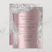 Pink Sweet 16th Bridal Silver Gray Rose Dress Einladung (Vorne/Hinten)