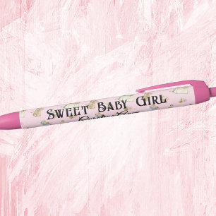 Pink Sweet Baby Girl, Name, schwarze Tinte Kugelschreiber