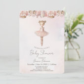 Pink Sweet Ballerina Baby Dusche Einladung (Stehend Vorderseite)