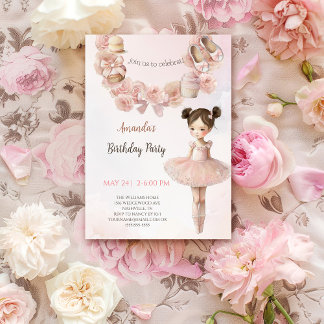Pink Sweet Ballerina Birthday Einladung