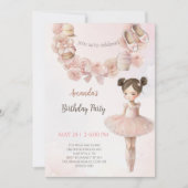 Pink Sweet Ballerina Birthday Einladung (Vorderseite)