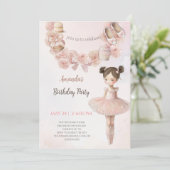 Pink Sweet Ballerina Birthday Einladung (Stehend Vorderseite)