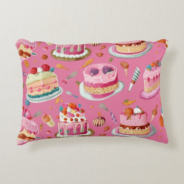Pink Sweet Cake Muster Dekokissen (Vorderseite)
