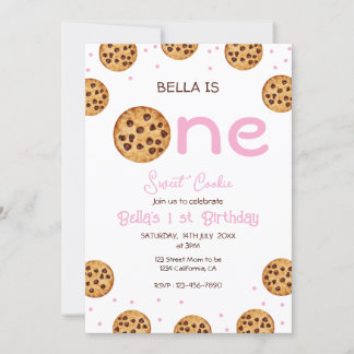Pink Sweet Cookie 1. Geburtstag Party Einladung