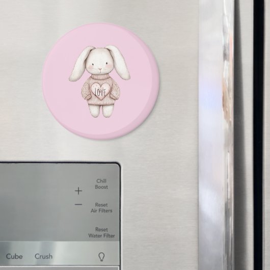 Pink Sweet Cute Bunny Pink Sweater Heart Magnet (In Situ (Kühlschrank))