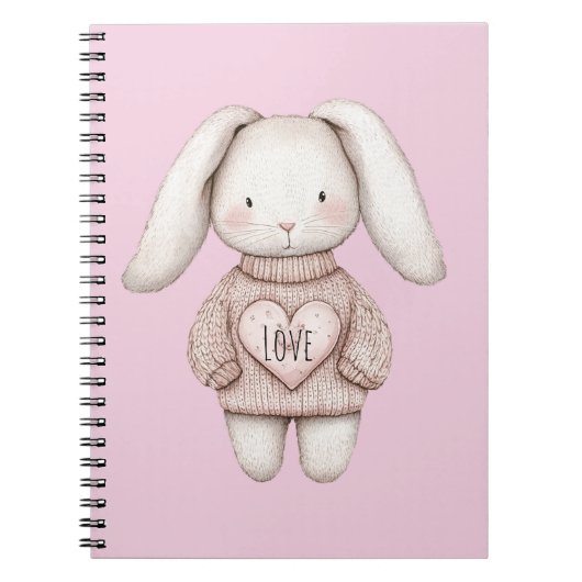 Pink Sweet Cute Bunny Pink Sweater Heart Notizblock (Vorderseite)