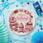 Pink Sweet Dessert Birthday Party Paper Plates Pappteller (Party)