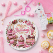 Pink Sweet Dessert Birthday Party Paper Plates Pappteller (Party)