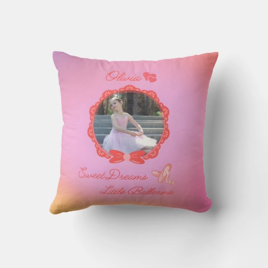 Pink "Sweet Dreams Little Ballerina" Custom Kissen (Rückseite)