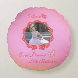 Pink "Sweet Dreams Little Ballerina" Custom Rundes Kissen