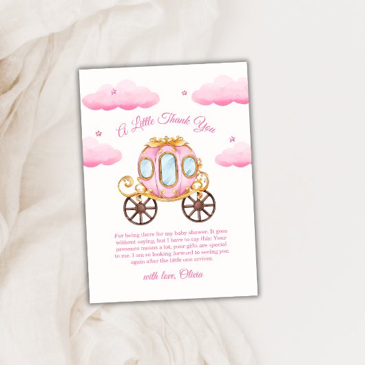 Pink Sweet Fairy Princess Carriage Baby Shower Dankeskarte