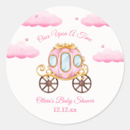 Pink Sweet Fairy Princess Carriage Baby Shower Runder Aufkleber