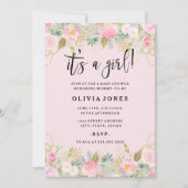 Pink Sweet Floral Eine Girl-Baby-Dusche lädt ein Einladung (Vorderseite)
