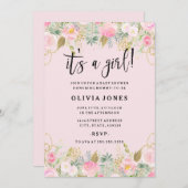 Pink Sweet Floral Eine Girl-Baby-Dusche lädt ein Einladung (Vorne/Hinten)