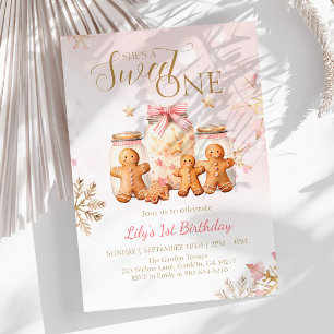 Pink Sweet Gingerbrot Weihnachtsmädchen Geburtstag Einladung