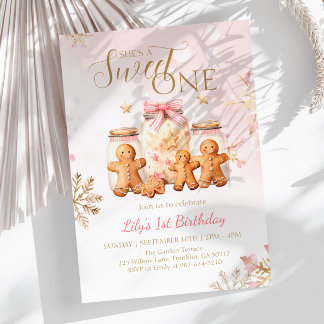 Pink Sweet Gingerbrot Weihnachtsmädchen Geburtstag Einladung