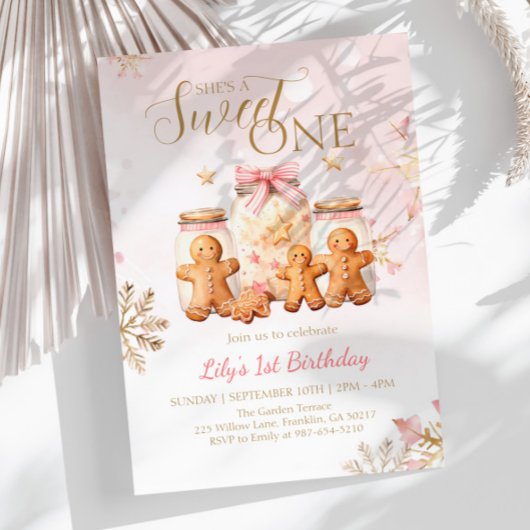 Pink Sweet Gingerbrot Weihnachtsmädchen Geburtstag Einladung