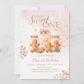 Pink Sweet Gingerbrot Weihnachtsmädchen Geburtstag Einladung (Vorderseite)