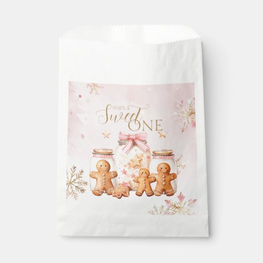 Pink Sweet Gingerbrot Weihnachtsmädchen Geburtstag Geschenktütchen (Vorderseite)