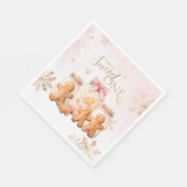 Pink Sweet Gingerbrot Weihnachtsmädchen Geburtstag Serviette (Ecke)