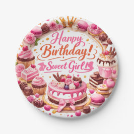 Pink Sweet Girl Birthday Party Paper Plates Pappteller