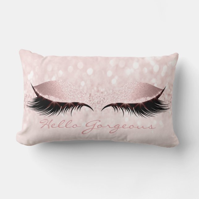 Pink Sweet Girly Makeup Lashes Lendenkissen (Vorderseite)