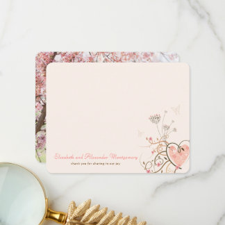Pink Sweet Heart & Butterfells Blumenchic Wedding Dankeskarte