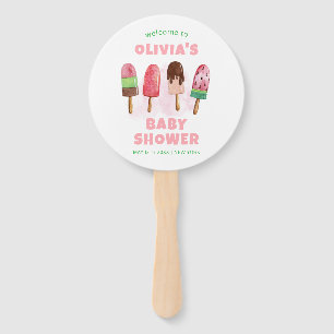 Pink Sweet Ice Cream Popcicle Baby Dusche Willkomm Fächer