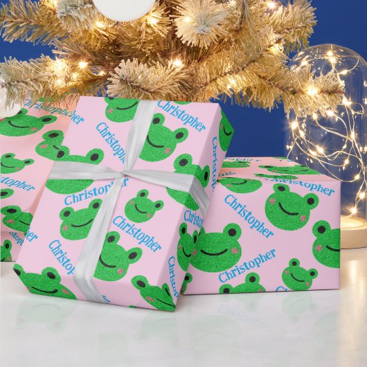 Pink Sweet Life Frog Muster Geschenkpapier (Feiertage)