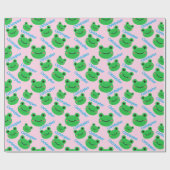 Pink Sweet Life Frog Muster Geschenkpapier (Flach)