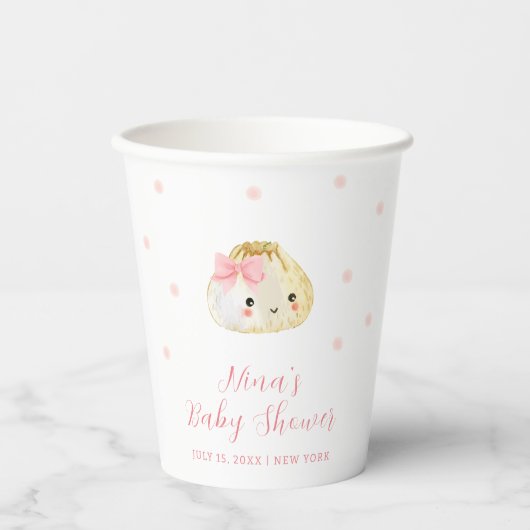 Pink Sweet Little Dumpling Girl Babydusche Pappbecher (Vorderseite)