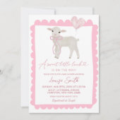 Pink Sweet Little Lamb Baby Dusche Einladung (Vorderseite)
