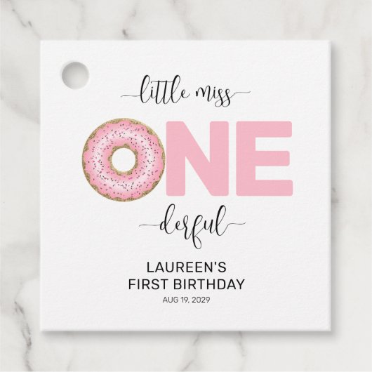 Pink Sweet Little MIs 1. Geburtstag Geschenkanhänger (Vorderseite)