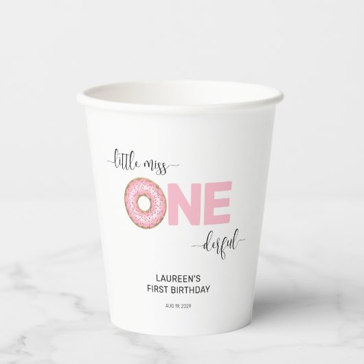Pink Sweet Little MIs 1. Geburtstag Pappbecher (Vorderseite)
