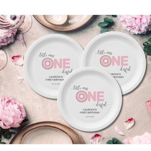 Pink Sweet Little MIs 1. Geburtstag Pappteller