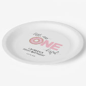 Pink Sweet Little MIs 1. Geburtstag Pappteller (Schrägansicht)