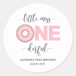 Pink Sweet Little MIs 1. Geburtstag Runder Aufkleber