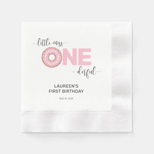 Pink Sweet Little MIs 1. Geburtstag Serviette (Vorderseite)