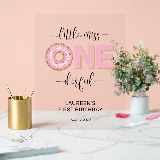 Pink Sweet Little MIss 1st Birthday Acrylschild (Hochzeit)