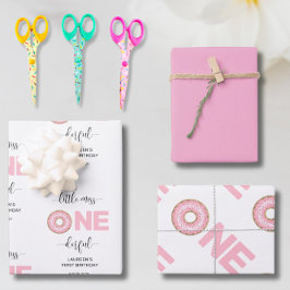 Pink Sweet Little MIss 1st Birthday Geschenkpapier Set