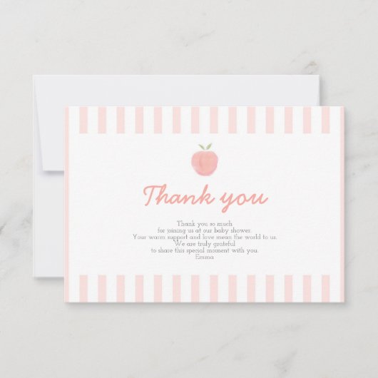 Pink Sweet Little Peach Baby Dusche Danke Karte (Vorderseite)