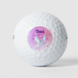 Pink Sweet Modern white unicorn abstract art Golfball